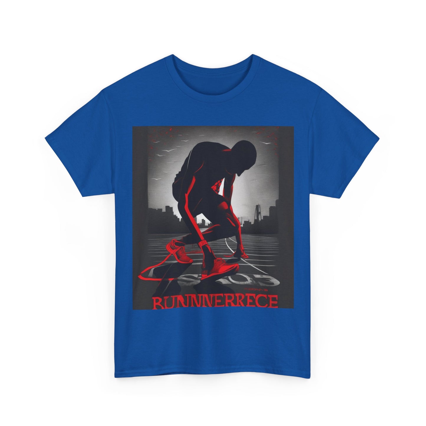 boostlete-mile-by-mile-scene-runner-grainy-bold-0168 — Unisex Heavy Cotton Tee (Gildan 5000)