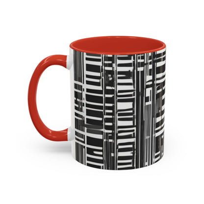 boostlete-iron-intent-pattern-barcode-line-art-0599 — Accent Mug 11/15oz