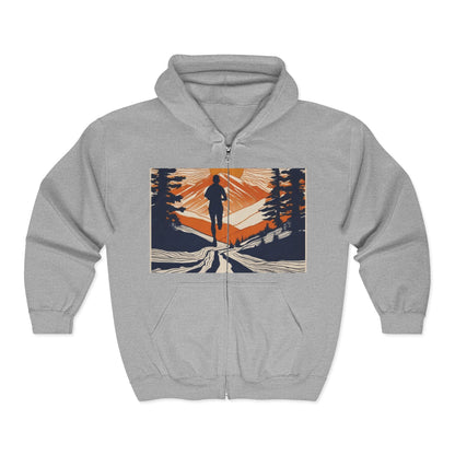 boostlete-iron-intent-scene-trail-glitch-badge-0100 — Unisex Heavy Blend Full-Zip Hooded Sweatshirt
