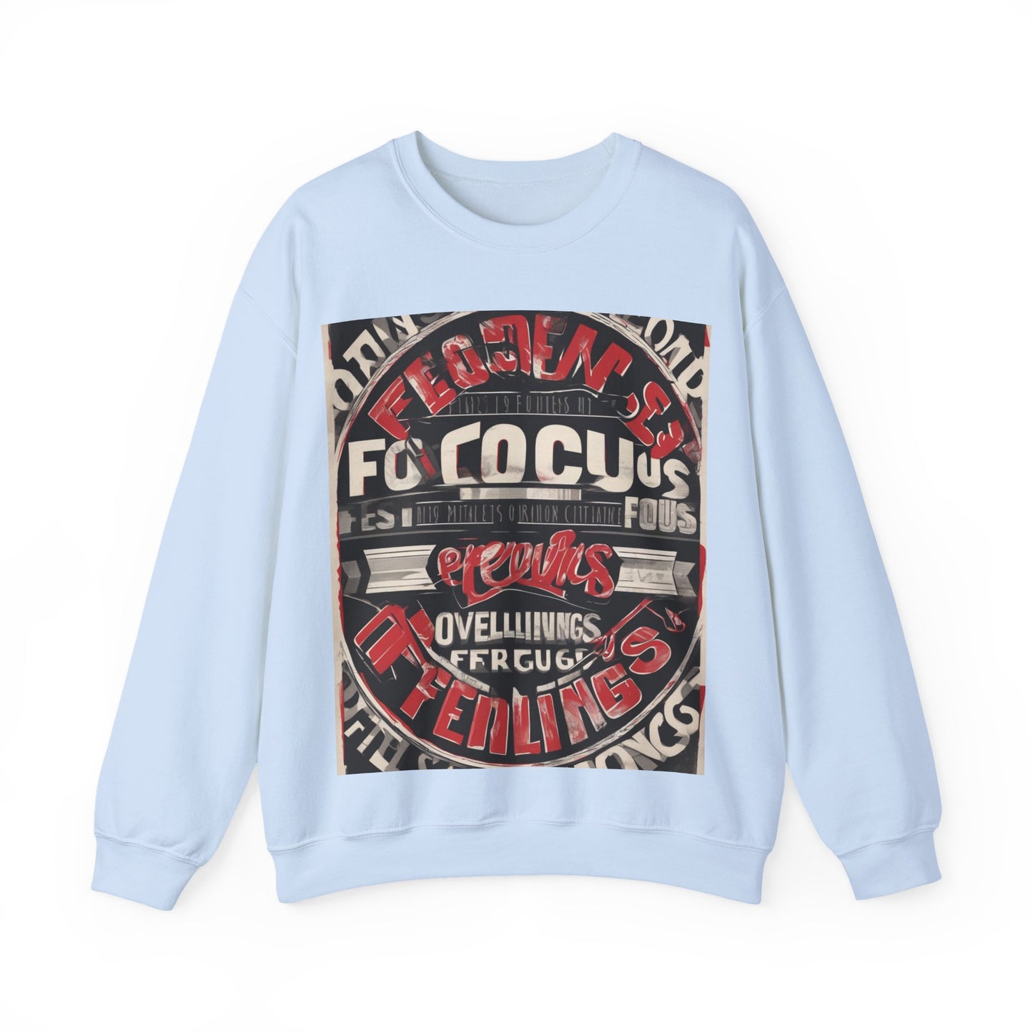 boostlete-mile-by-mile-type-focus-over-feelings-split-retro-0841 — Unisex Heavy Blend Crewneck (G18000)