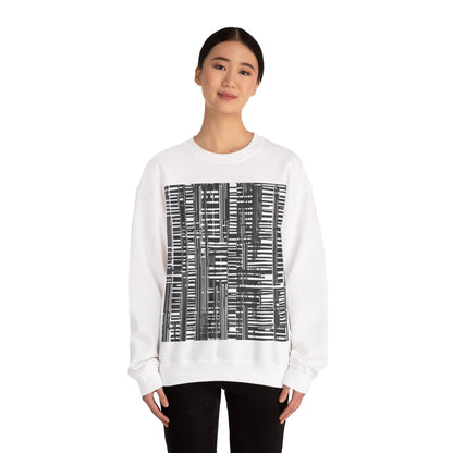 boostlete-iron-intent-pattern-barcode-line-art-0599 — Unisex Heavy Blend Crewneck (G18000)