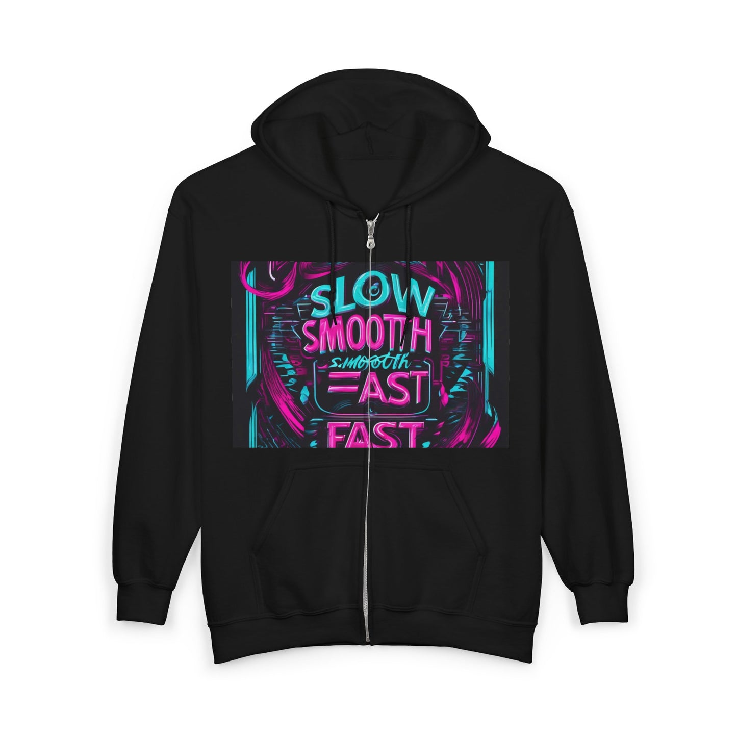 boostlete-recovery-progress-type-slow-is-smooth-smooth-is-fast-banner-engraved-0181 — Unisex Heavy Blend Full-Zip Hooded Sweatshirt