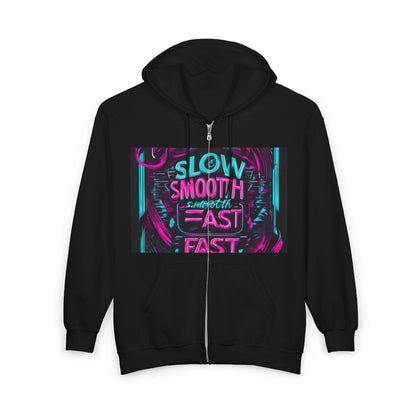 boostlete-recovery-progress-type-slow-is-smooth-smooth-is-fast-banner-engraved-0181 — Unisex Heavy Blend Full-Zip Hooded Sweatshirt