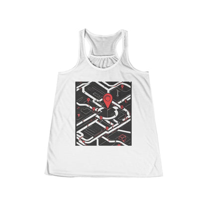 boostlete-am-crew-icon-map-matte-isometric-0094 — Women's Flowy Racerback Tank (B+C 8800)