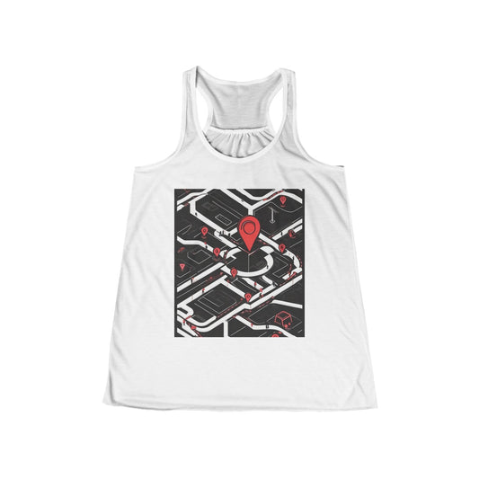 boostlete-am-crew-icon-map-matte-isometric-0094 — Women's Flowy Racerback Tank (B+C 8800)