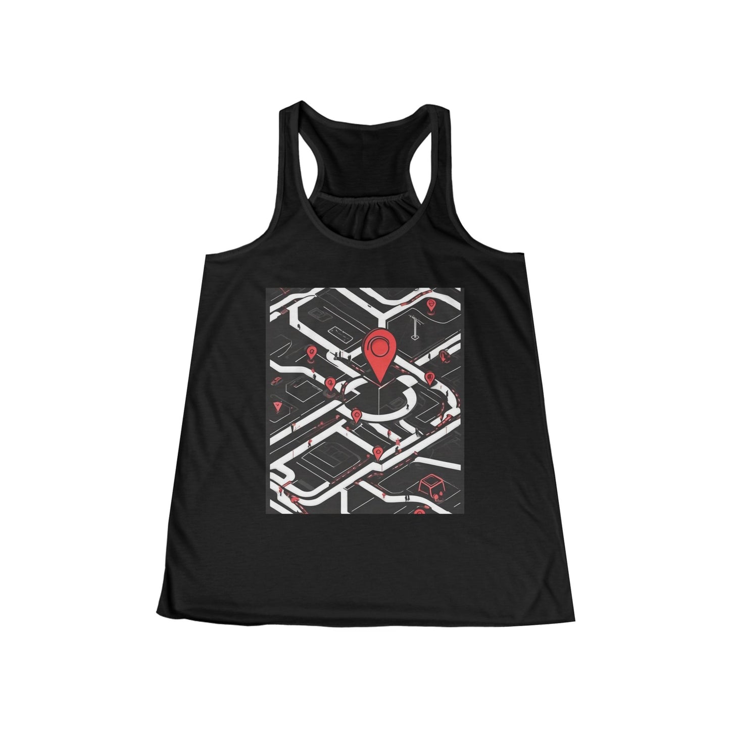 boostlete-am-crew-icon-map-matte-isometric-0094 — Women's Flowy Racerback Tank (B+C 8800)