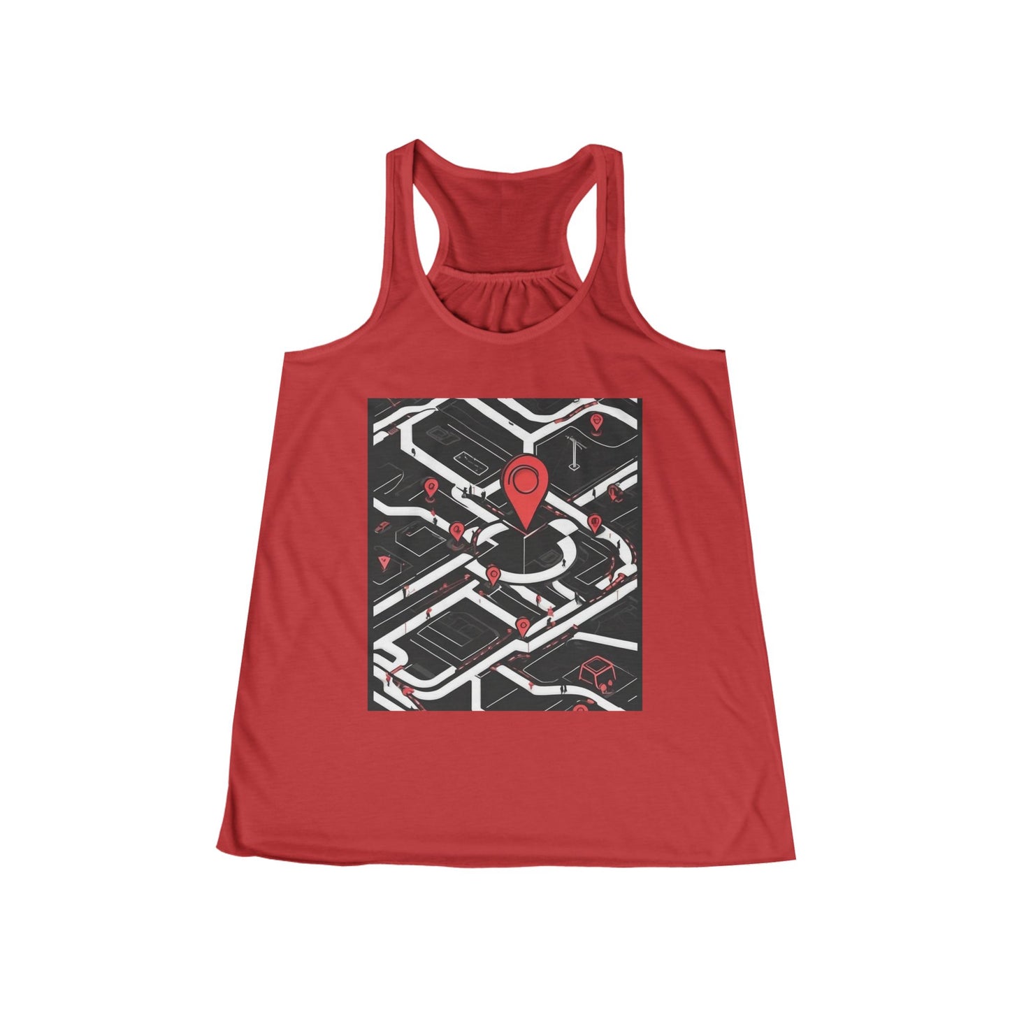 boostlete-am-crew-icon-map-matte-isometric-0094 — Women's Flowy Racerback Tank (B+C 8800)