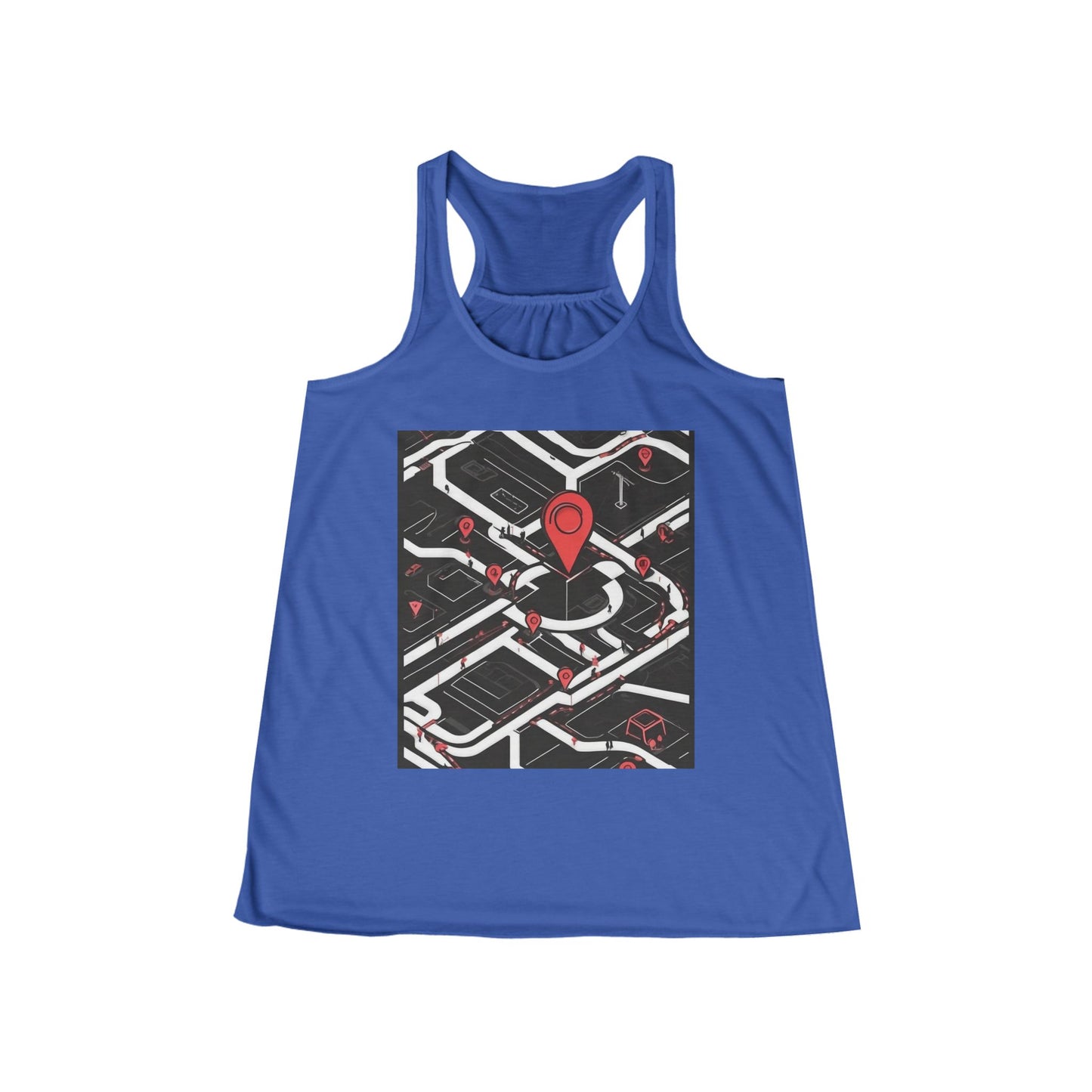 boostlete-am-crew-icon-map-matte-isometric-0094 — Women's Flowy Racerback Tank (B+C 8800)