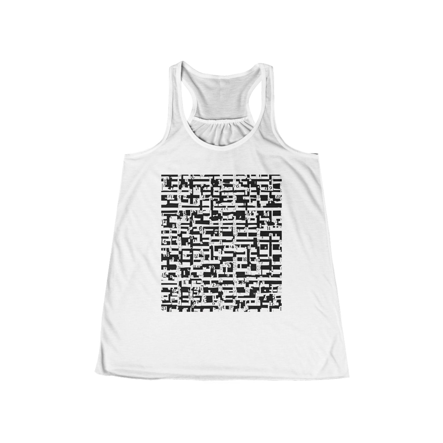 boostlete-iron-intent-pattern-plate-number-badge-0171 — Women's Flowy Racerback Tank (B+C 8800)