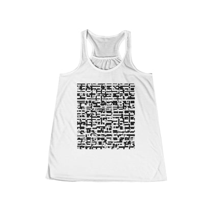 boostlete-iron-intent-pattern-plate-number-badge-0171 — Women's Flowy Racerback Tank (B+C 8800)