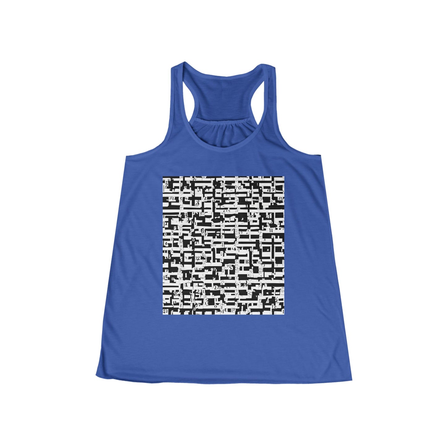 boostlete-iron-intent-pattern-plate-number-badge-0171 — Women's Flowy Racerback Tank (B+C 8800)
