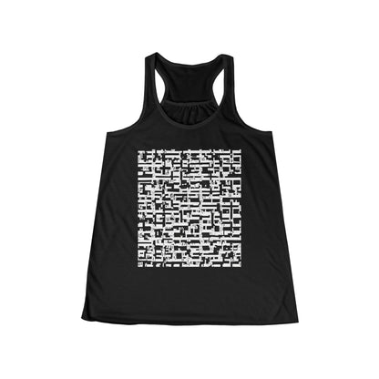 boostlete-iron-intent-pattern-plate-number-badge-0171 — Women's Flowy Racerback Tank (B+C 8800)