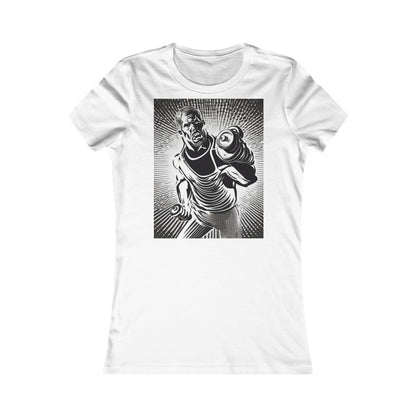 boostlete-pr-season-scene-lunge-halftone-engraved-0096 — Women's Favorite Tee (B+C 6004)