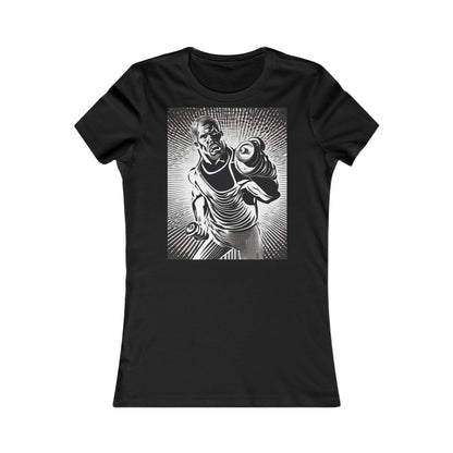 boostlete-pr-season-scene-lunge-halftone-engraved-0096 — Women's Favorite Tee (B+C 6004)
