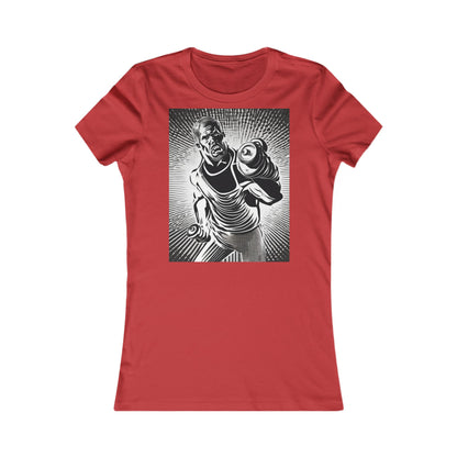 boostlete-pr-season-scene-lunge-halftone-engraved-0096 — Women's Favorite Tee (B+C 6004)