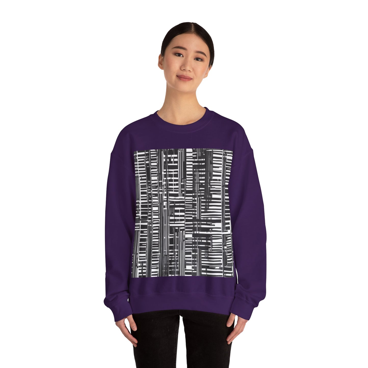 boostlete-iron-intent-pattern-barcode-line-art-0599 — Unisex Heavy Blend Crewneck (G18000)