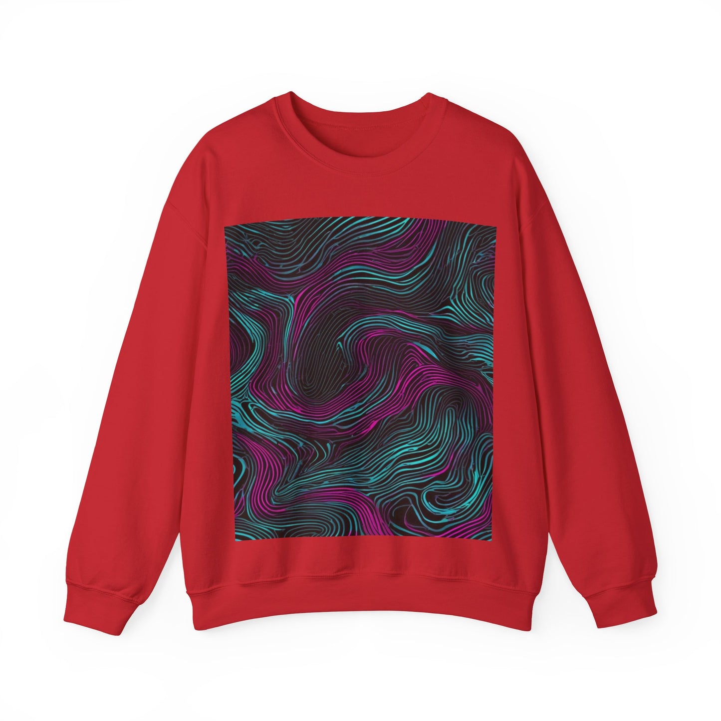 boostlete-am-crew-pattern-topographic-monoline-0075 — Unisex Heavy Blend Crewneck Sweatshirt (Gildan)