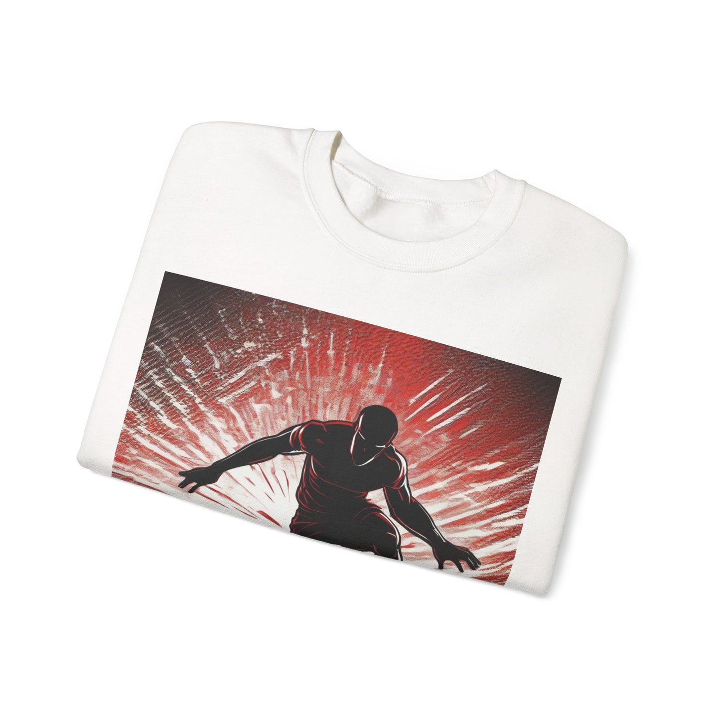 boostlete-recovery-progress-scene-hurdler-halftone-engraved-0212 — Unisex Heavy Blend Crewneck Sweatshirt (Gildan)