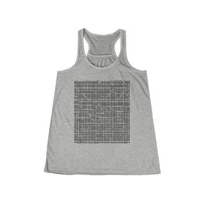 boostlete-rise-grind-pattern-plate-number-monoline-0291 — Women's Flowy Racerback Tank (B+C 8800)