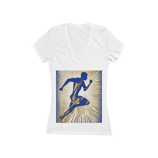 boostlete-field-day-scene-sprinter-motion-paper-0496 — Women's Deep V-Neck Tee (B+C 6035)