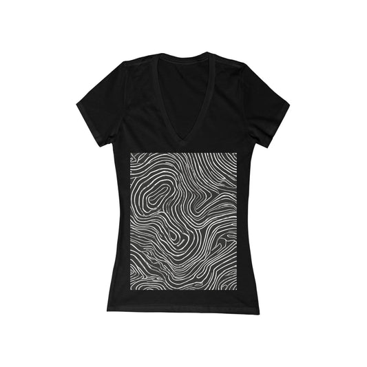 boostlete-field-day-pattern-topographic-badge-0307 — Women's Deep V-Neck Tee (B+C 6035)