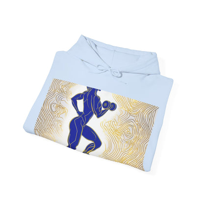 boostlete-iron-intent-scene-lunge-neon-line-art-0392 — Unisex Heavy Blend Hoodie (G18500)