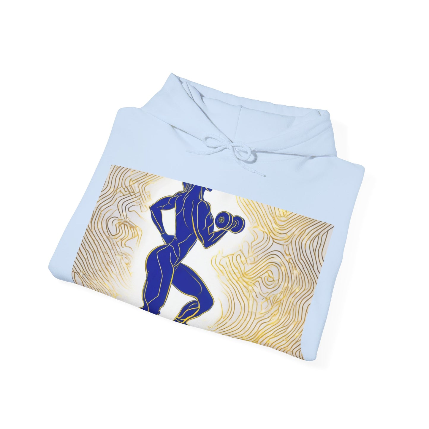 boostlete-iron-intent-scene-lunge-neon-line-art-0392 — Unisex Heavy Blend Hoodie (G18500)