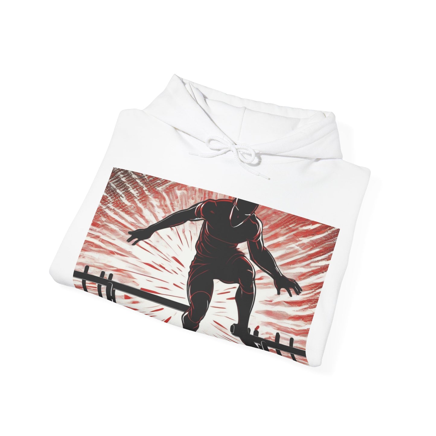 boostlete-recovery-progress-scene-hurdler-halftone-engraved-0212 — Unisex Heavy Blend Hooded Sweatshirt (Gildan)