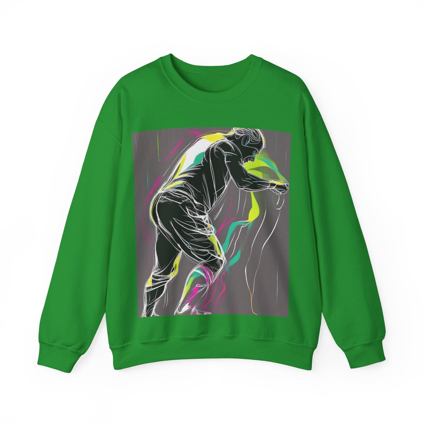 boostlete-iron-intent-scene-athlete-neon-monoline-0140 — Unisex Heavy Blend Crewneck Sweatshirt (Gildan)