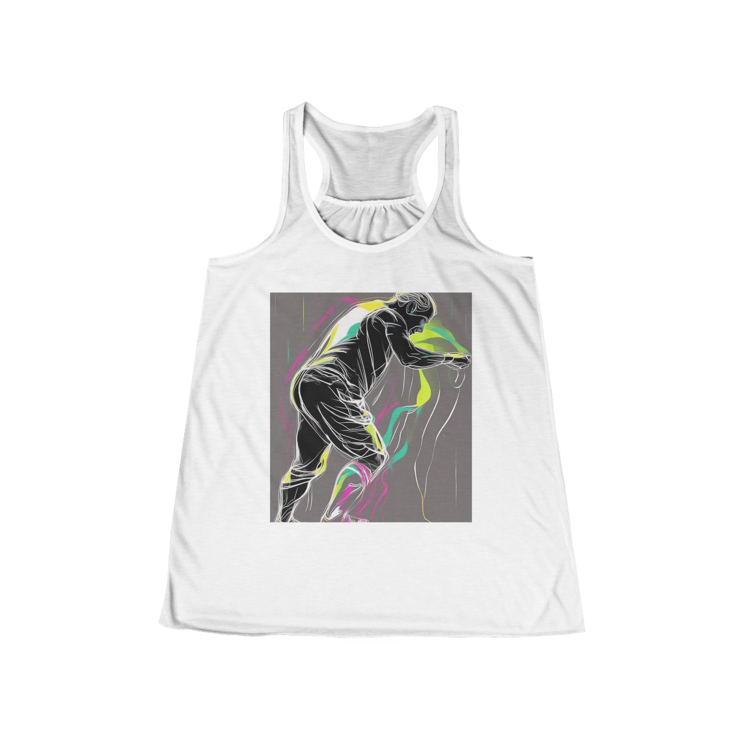 boostlete-iron-intent-scene-athlete-neon-monoline-0140 — Women's Flowy Racerback Tank (B+C 8800)