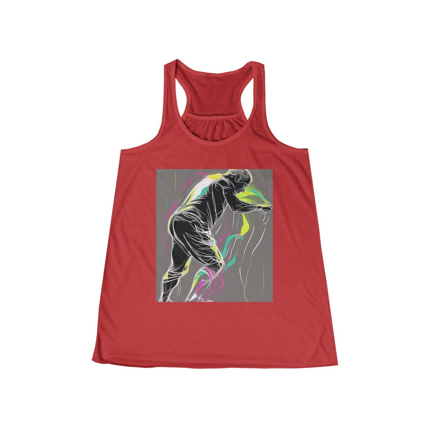 boostlete-iron-intent-scene-athlete-neon-monoline-0140 — Women's Flowy Racerback Tank (B+C 8800)