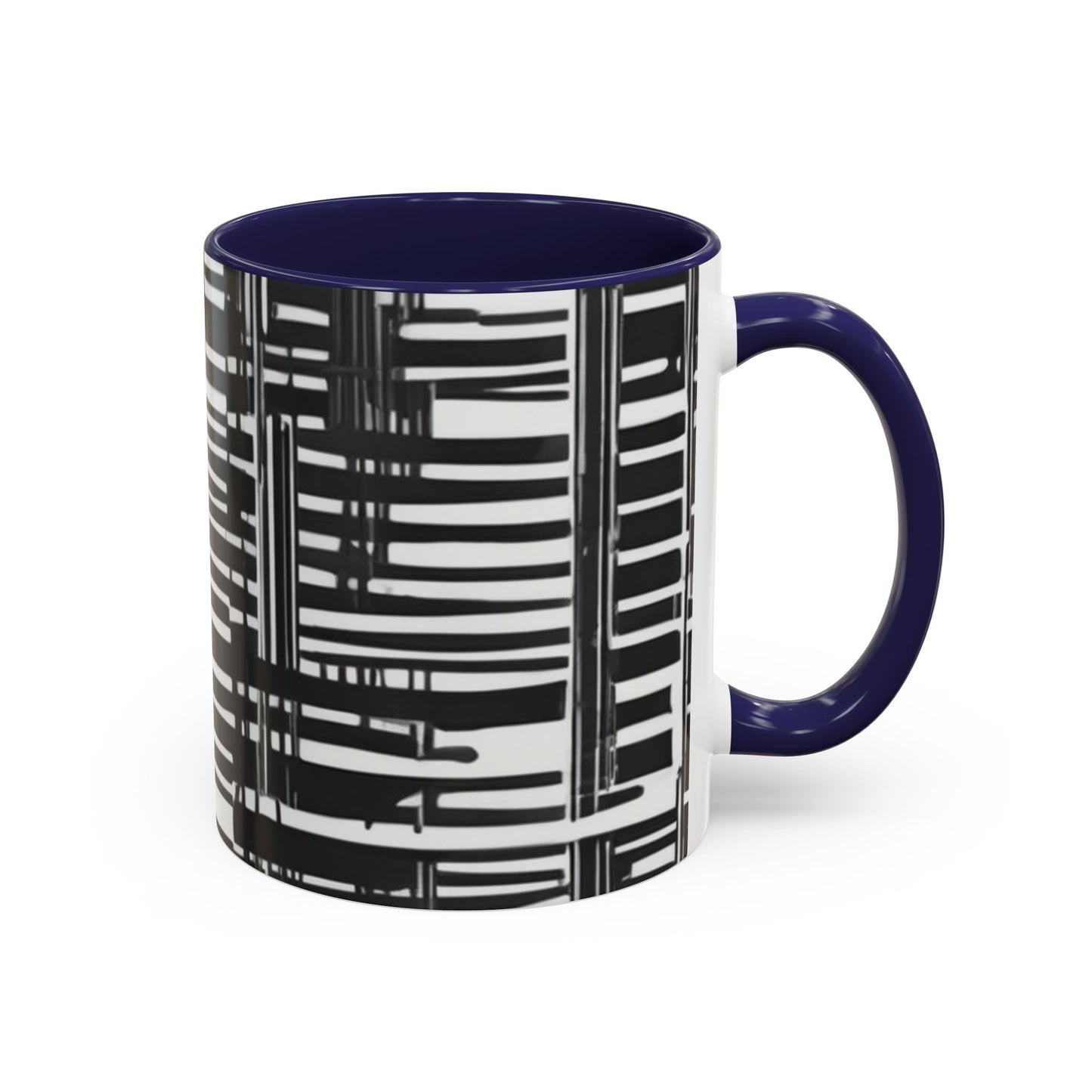 boostlete-iron-intent-pattern-barcode-line-art-0599 — Accent Mug 11/15oz
