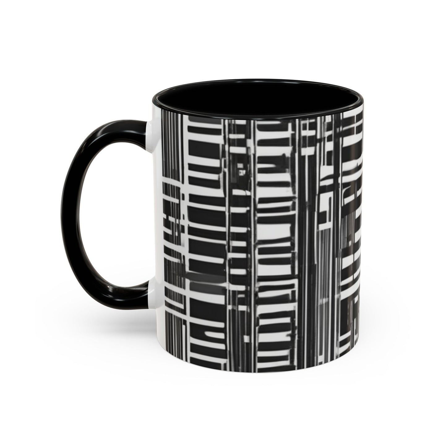 boostlete-iron-intent-pattern-barcode-line-art-0599 — Accent Mug 11/15oz