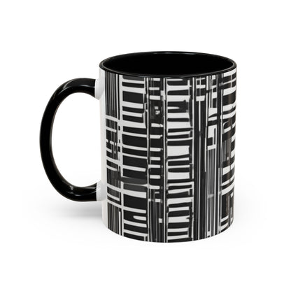 boostlete-iron-intent-pattern-barcode-line-art-0599 — Accent Mug 11/15oz
