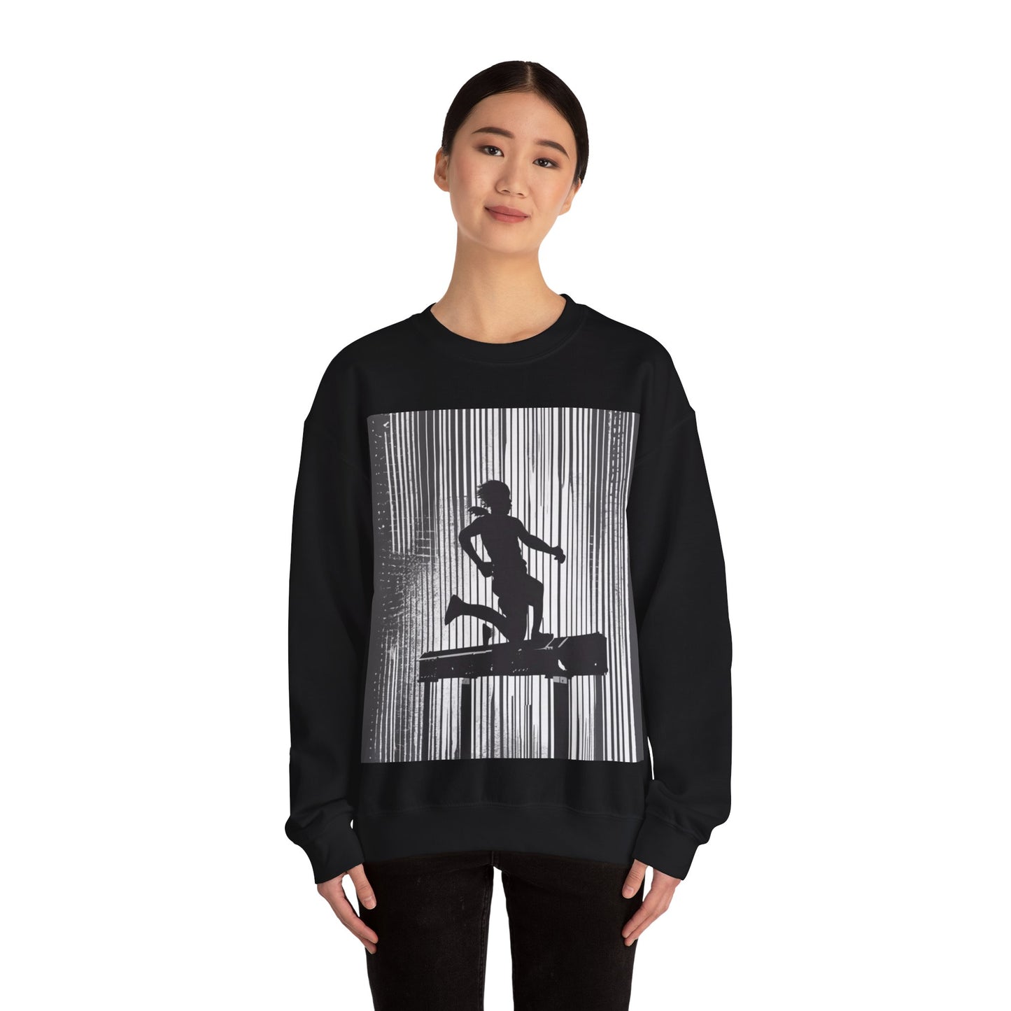 boostlete-am-crew-scene-hurdler-halftone-badge-0956 — Unisex Heavy Blend Crewneck (G18000)