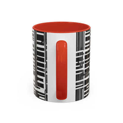 boostlete-iron-intent-pattern-barcode-line-art-0599 — Accent Mug 11/15oz