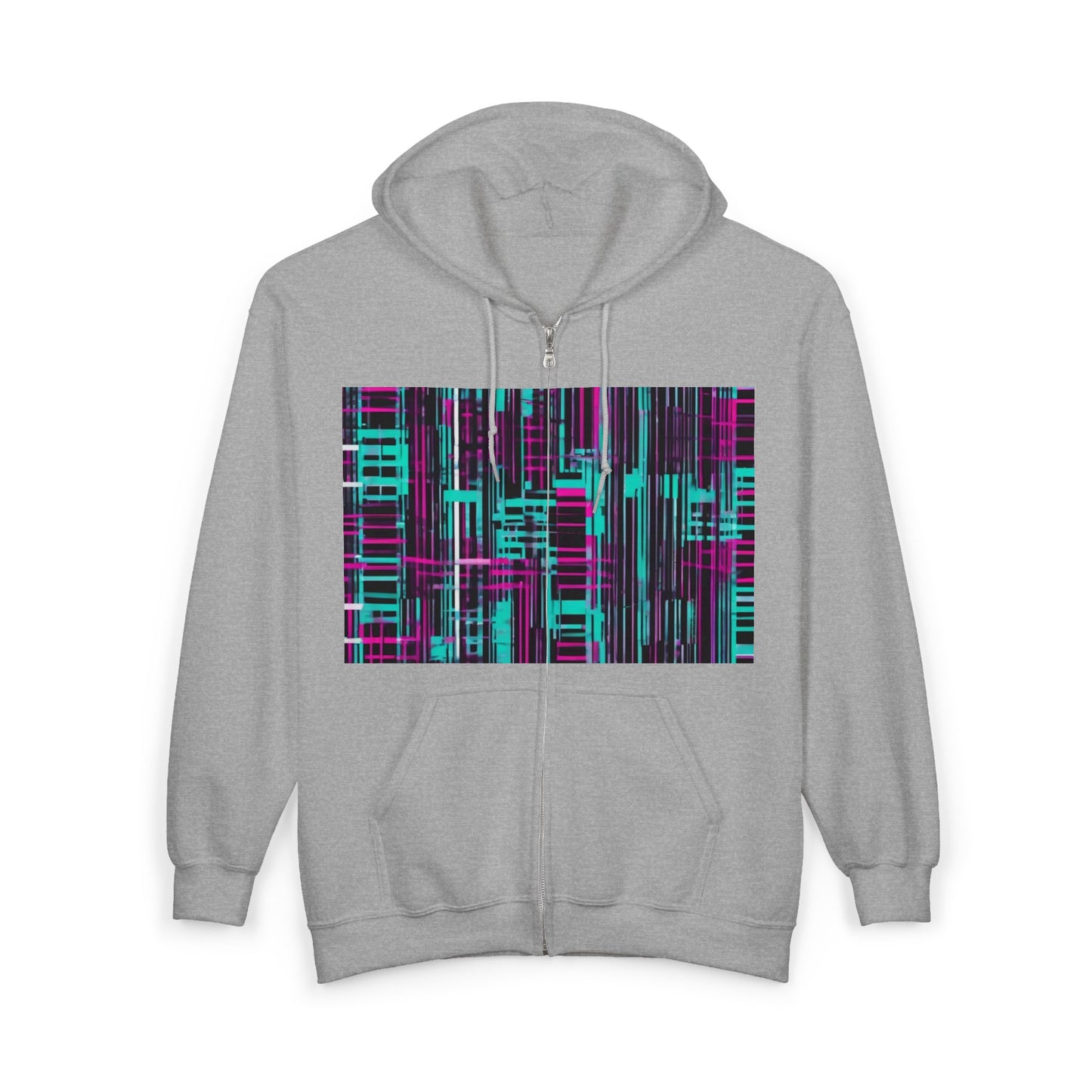 boostlete-field-day-pattern-barcode-retro-0275 — Unisex Heavy Blend Full-Zip Hooded Sweatshirt