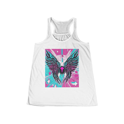 boostlete-am-crew-icon-wings-outline-line-art-0282 — Women's Flowy Racerback Tank (B+C 8800)