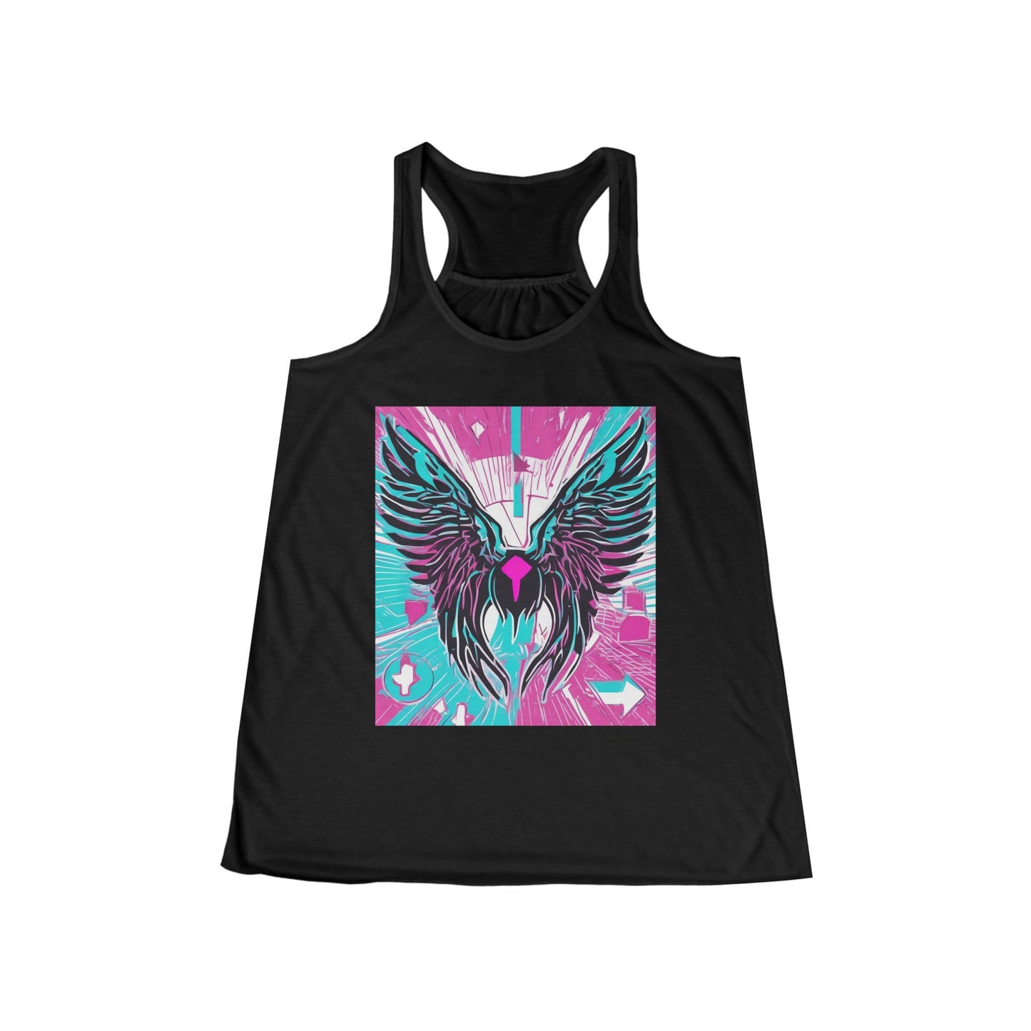 boostlete-am-crew-icon-wings-outline-line-art-0282 — Women's Flowy Racerback Tank (B+C 8800)