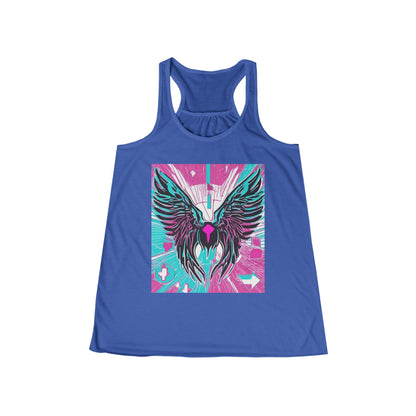 boostlete-am-crew-icon-wings-outline-line-art-0282 — Women's Flowy Racerback Tank (B+C 8800)