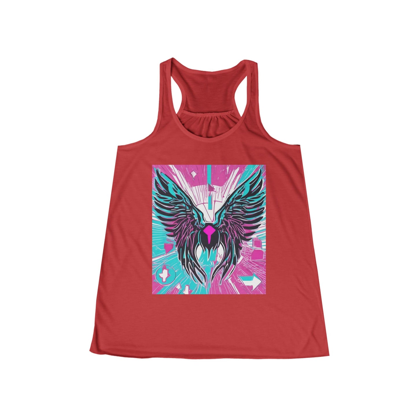 boostlete-am-crew-icon-wings-outline-line-art-0282 — Women's Flowy Racerback Tank (B+C 8800)
