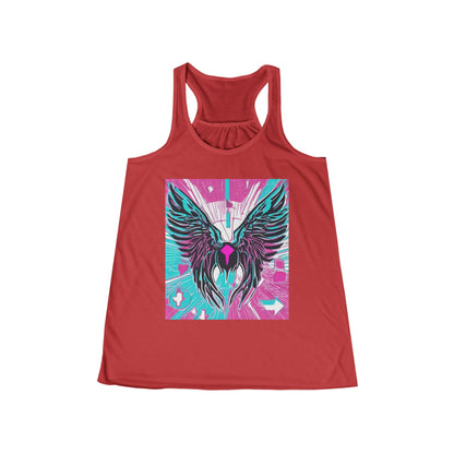 boostlete-am-crew-icon-wings-outline-line-art-0282 — Women's Flowy Racerback Tank (B+C 8800)