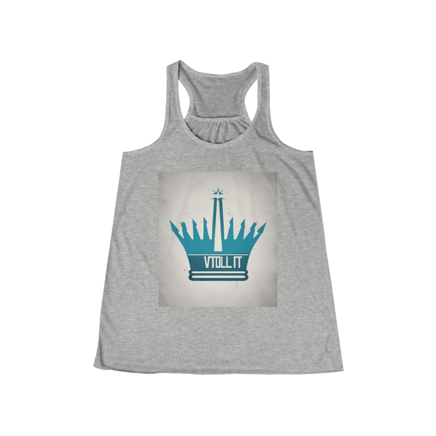boostlete-am-crew-icon-crown-matte-industrial-0058 — Women's Flowy Racerback Tank (B+C 8800)