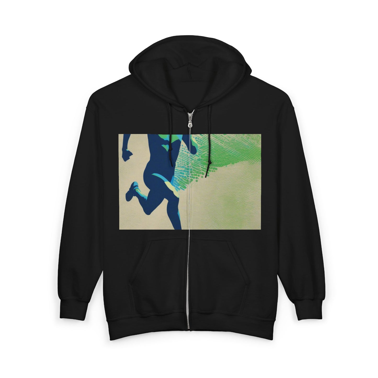 boostlete-am-crew-scene-sprinter-halftone-engraved-0092 — Unisex Heavy Blend Full-Zip Hooded Sweatshirt