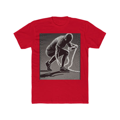 boostlete-recovery-progress-scene-runner-halftone-engraved-0068 — Unisex Cotton Crew Tee (NL 3600)