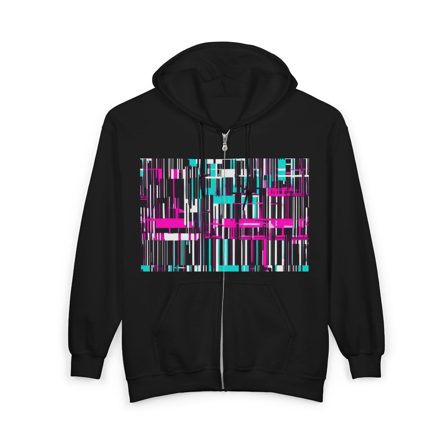 boostlete-am-crew-pattern-barcode-bold-0023 — Unisex Heavy Blend Full-Zip Hooded Sweatshirt