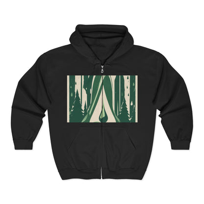 boostlete-quiet-power-icon-water-glitch-retro-0186 — Unisex Heavy Blend Full-Zip Hooded Sweatshirt