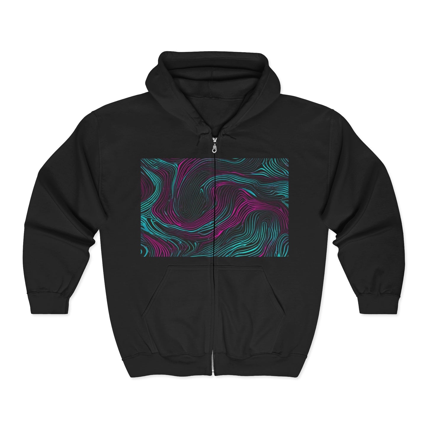 boostlete-am-crew-pattern-topographic-monoline-0075 — Unisex Heavy Blend Full-Zip Hooded Sweatshirt