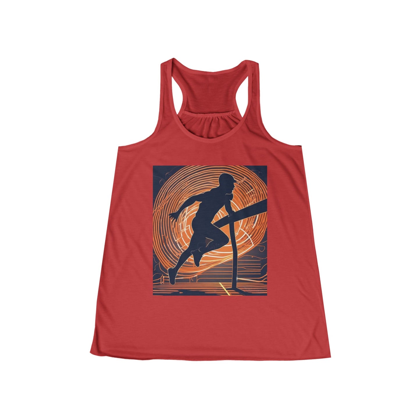 boostlete-iron-intent-scene-hurdler-neon-modern-0264 — Women's Flowy Racerback Tank (B+C 8800)