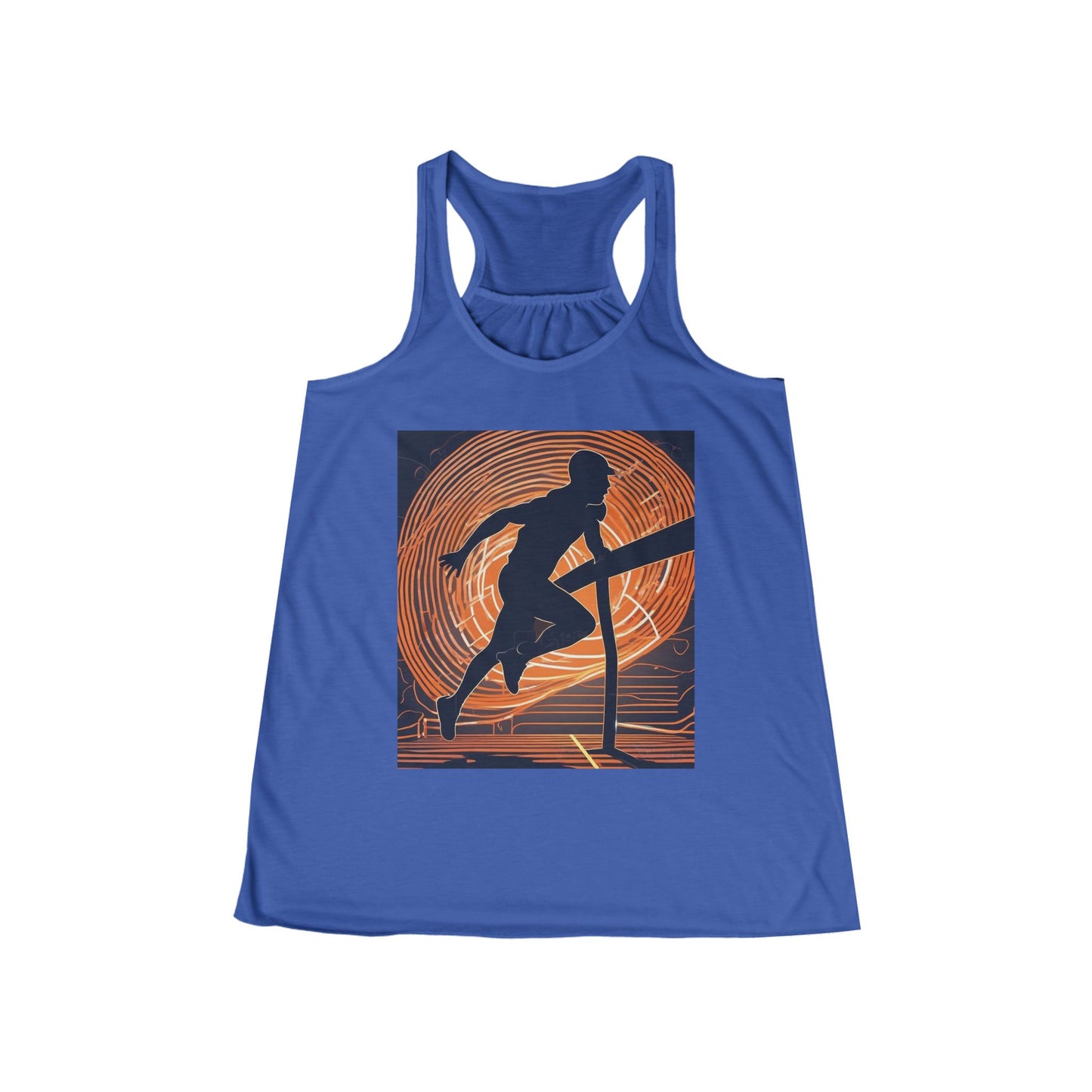 boostlete-iron-intent-scene-hurdler-neon-modern-0264 — Women's Flowy Racerback Tank (B+C 8800)